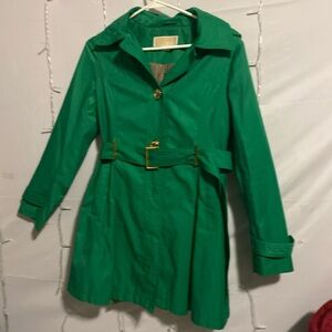 Green Belted Women's Trench Coat
